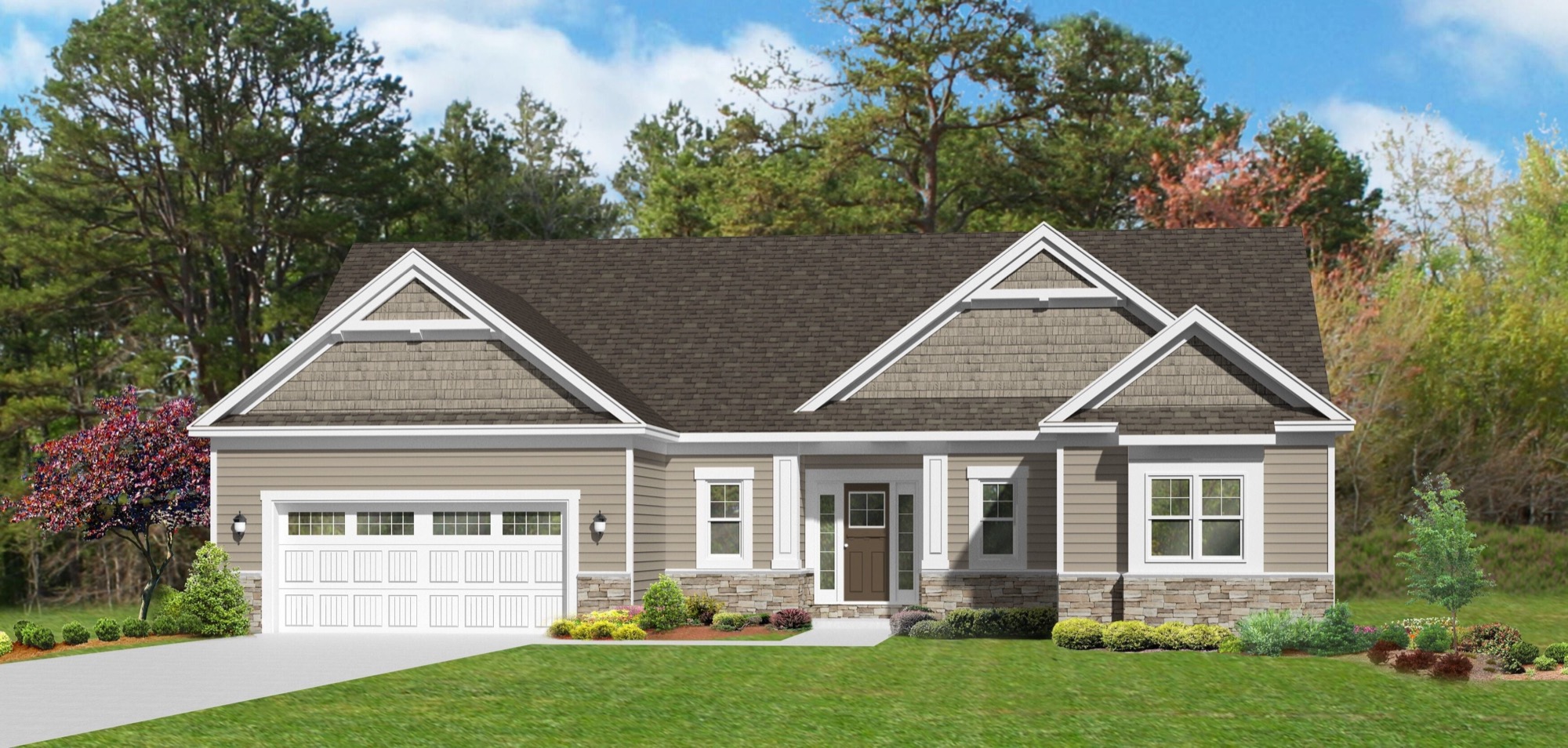 Elevation of the Coolidge plan by Gerber Homes