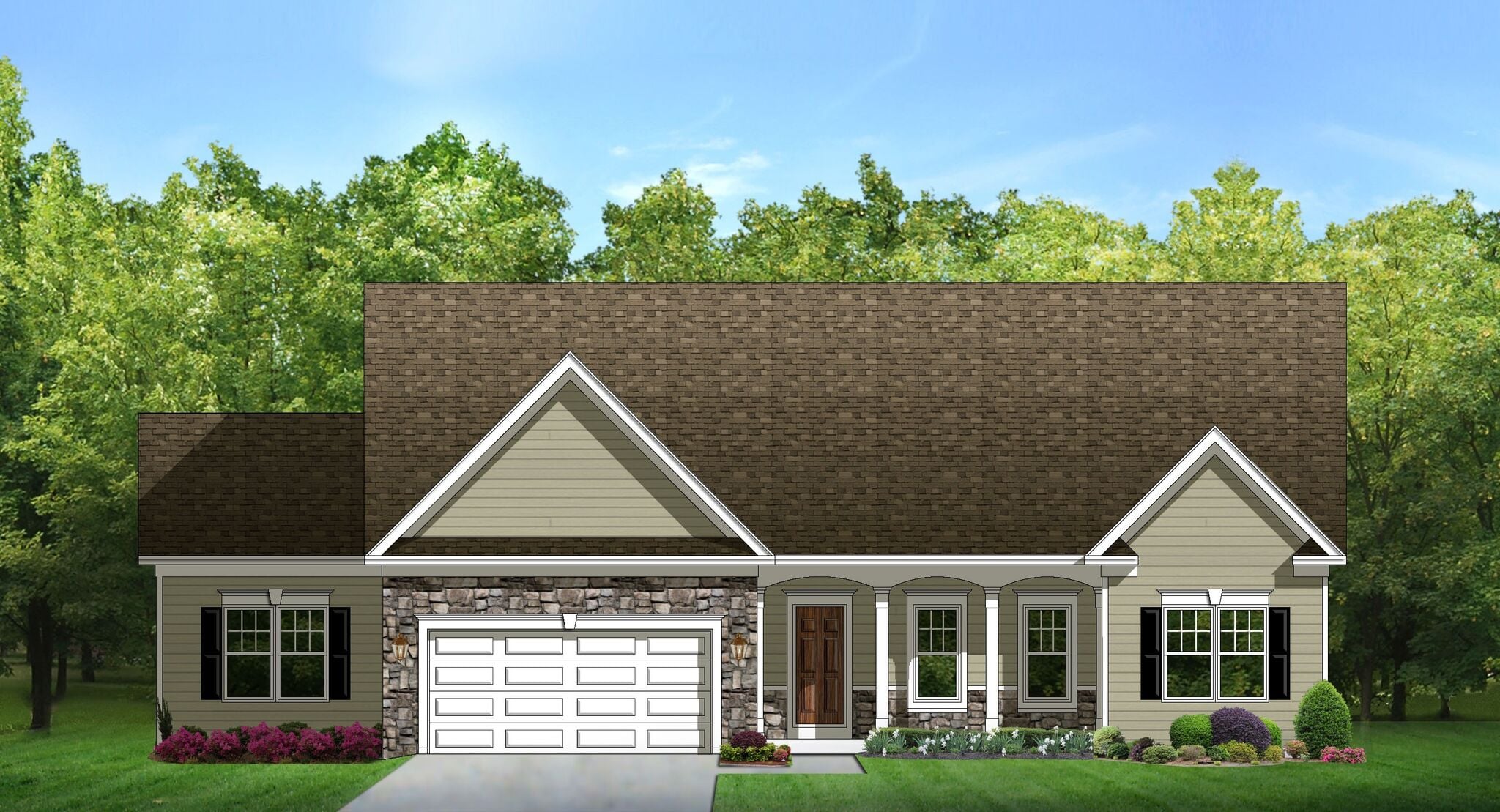Elevation of the Waverly plan by Gerber Homes